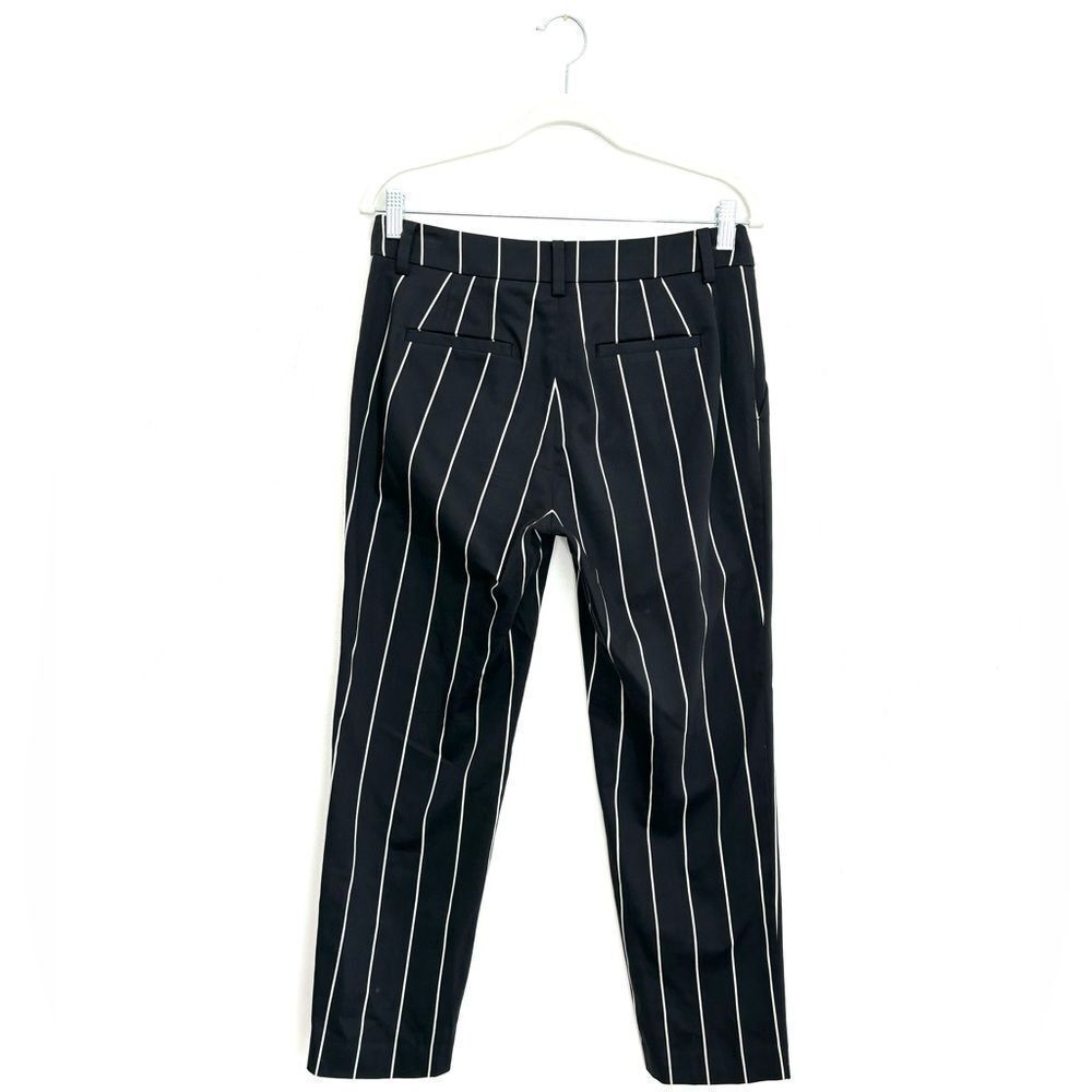 DEREK LAM 10 CROSBY Cropped Striped Straight Leg Trouser In Black White - Picture 6 of 8